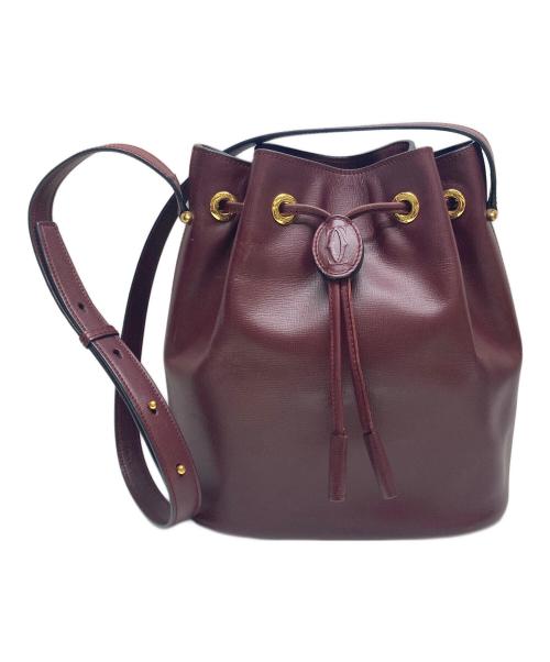Cartier（カルティエ）Cartier (カルティエ) 巾着ショルダーバッグ マストライン ボルドーの古着・服飾アイテム