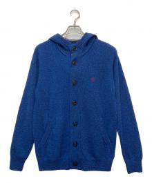 BLACK LABEL CRESTBRIDGE（ブラックレーベル クレストブリッジ）の古着「フード付ニットカーディガン」｜ブルー