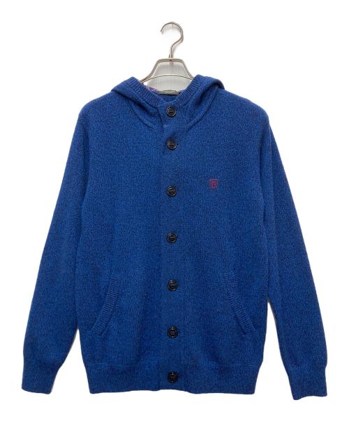 BLACK LABEL CRESTBRIDGE（ブラックレーベル クレストブリッジ）BLACK LABEL CRESTBRIDGE (ブラックレーベル クレストブリッジ) フード付ニットカーディガン ブルー サイズ:３の古着・服飾アイテム
