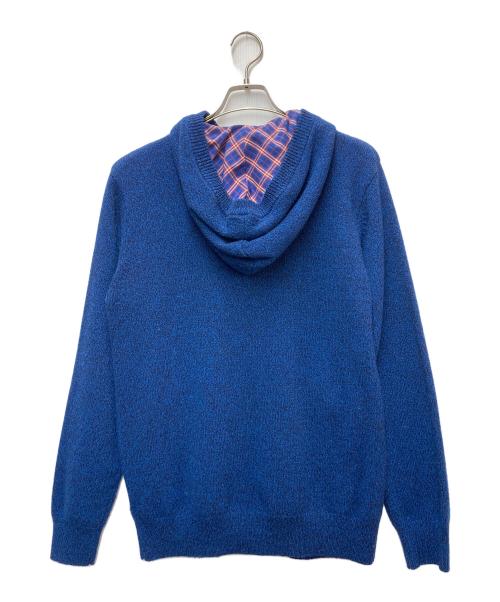 BLACK LABEL CRESTBRIDGE（ブラックレーベル クレストブリッジ）BLACK LABEL CRESTBRIDGE (ブラックレーベル クレストブリッジ) フード付ニットカーディガン ブルー サイズ:３の古着・服飾アイテム