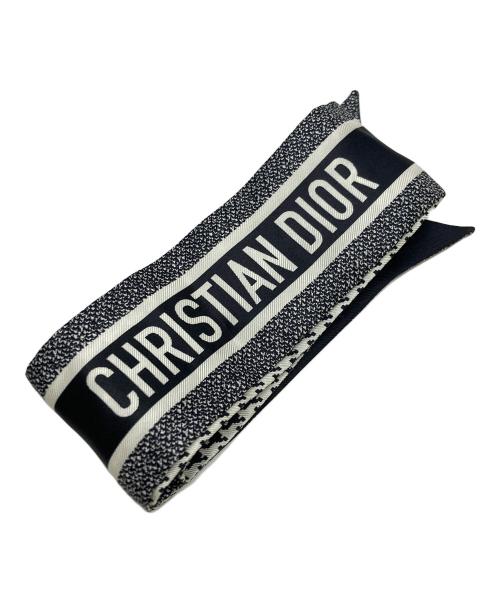 Christian Dior（クリスチャン ディオール）Christian Dior (クリスチャン ディオール) ミッツァモンテーニュスカーフ グレー×ブラックの古着・服飾アイテム