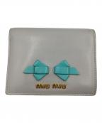 MIU MIUミュウミュウ）の古着「リボンデザイン2つ折り財布」｜グレー×グリーン