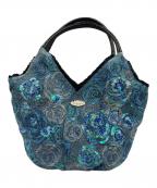 Think Bee!シンクビー!）の古着「刺繍ハンドバッグ」｜ブルー×ブラック