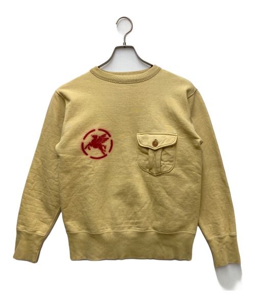 freewheelers（フリーホイーラーズ）freewheelers (フリーホイーラーズ) POWER WEAR (パワーウェア) PUMP JOCKEY SET-IN SLEEVE POCKET SWEAT SHIRT イエロー サイズ:Mの古着・服飾アイテム