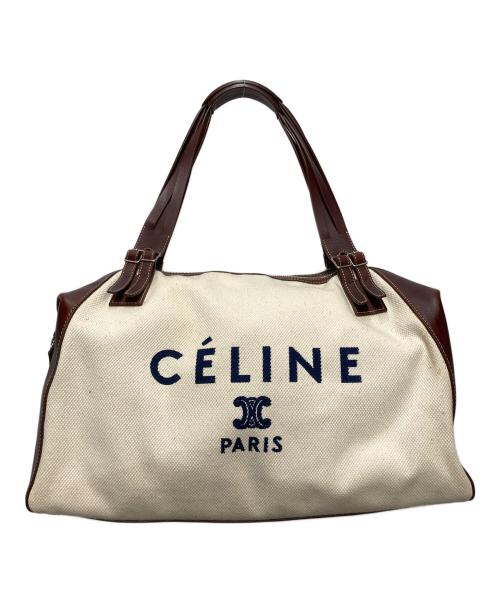 CELINE（セリーヌ）CELINE (セリーヌ) ロゴボストンバッグ ベージュ×ブラウンの古着・服飾アイテム
