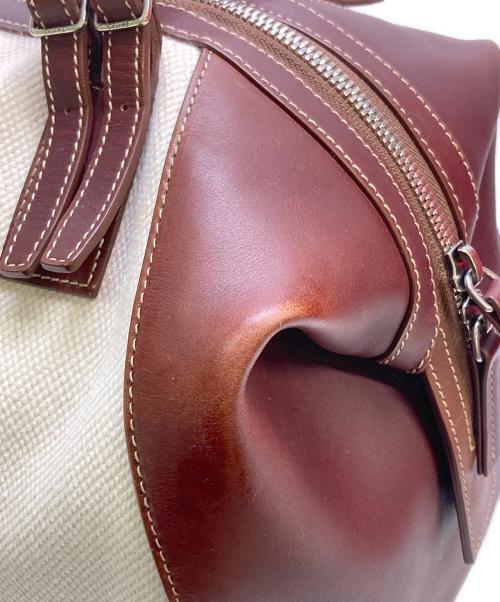 CELINE（セリーヌ）CELINE (セリーヌ) ロゴボストンバッグ ベージュ×ブラウンの古着・服飾アイテム