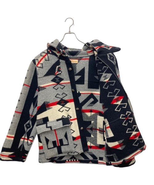 acoustic（アコースティック）acoustic (アコースティック) フーディウールジャケット グレー×ネイビー サイズ:Mの古着・服飾アイテム