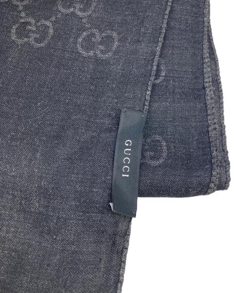 GUCCI（グッチ）GUCCI (グッチ) GGウールストール グレー×ブラックの古着・服飾アイテム