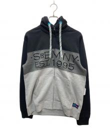 SIR BENNI MILES（サーベニマイルス）の古着「ロゴ刺繍ジップパーカー」｜ブラック×グレー