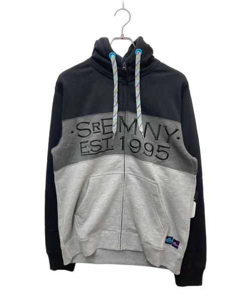 SIR BENNI MILES（サーベニマイルス）SIR BENNI MILES (サーベニマイルス) ロゴ刺繍ジップパーカー ブラック×グレー サイズ:Mの古着・服飾アイテム