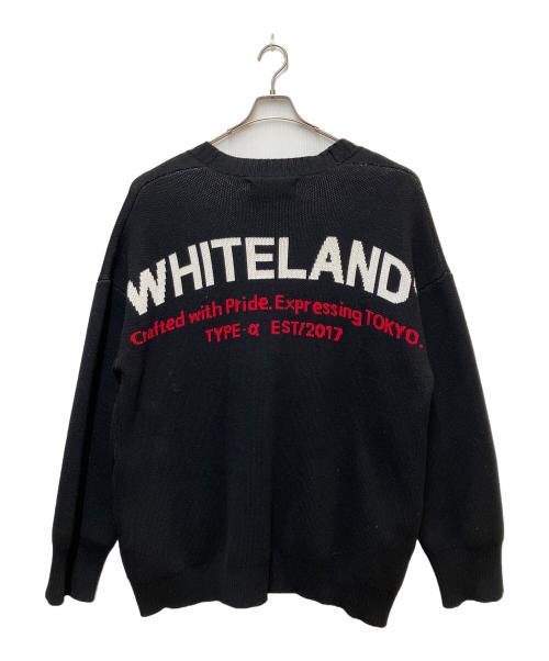 whiteland Blackburn（ホワイトランドブラックバーン）whiteland Blackburn (ホワイトランドブラックバーン) バックプリントヘビーカーディガン ブラック サイズ:SIZE Freeの古着・服飾アイテム