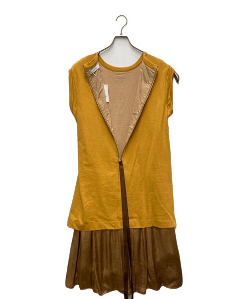 suadeo（スアデオ）suadeo (スアデオ) ノースリーブワンピース イエロー×ブラウン サイズ:SIZE 2 未使用品の古着・服飾アイテム