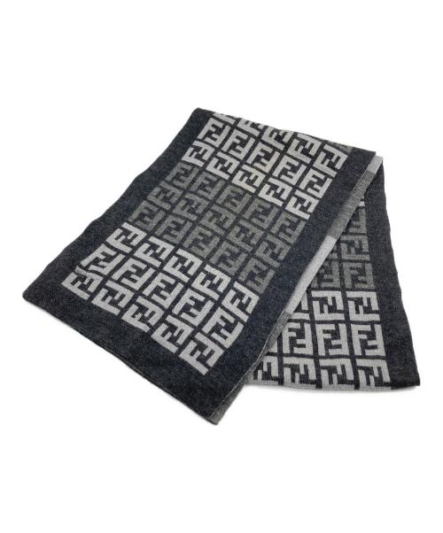 FENDI（フェンディ）FENDI (フェンディ) ズッキーノウールマフラー グレー×ブラックの古着・服飾アイテム