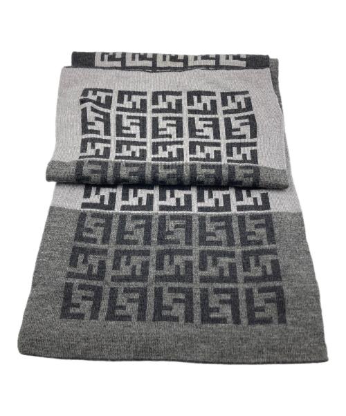 FENDI（フェンディ）FENDI (フェンディ) ズッキーノウールマフラー グレー×ブラックの古着・服飾アイテム