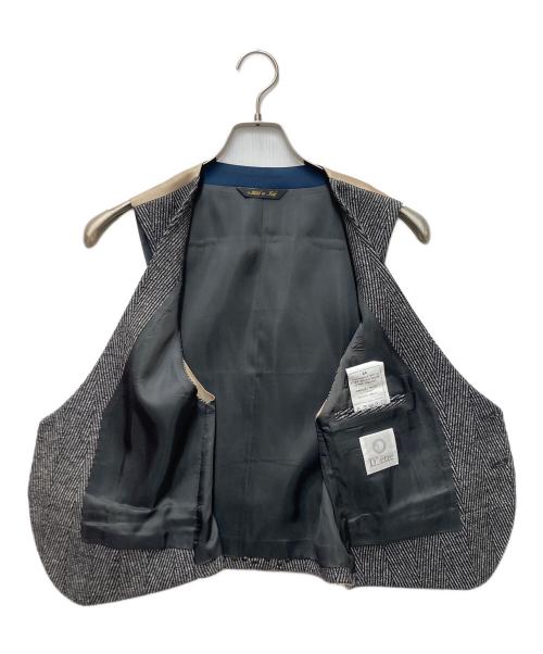 D'ETRE（デートル）D'ETRE (デートル) D'ETRE切替ジレ グレー×ベージュ サイズ:44の古着・服飾アイテム