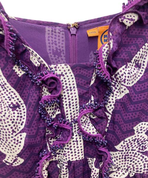 TORY BURCH（トリーバーチ）TORY BURCH (トリーバーチ) 総柄シルクドレス パープル サイズ:4の古着・服飾アイテム
