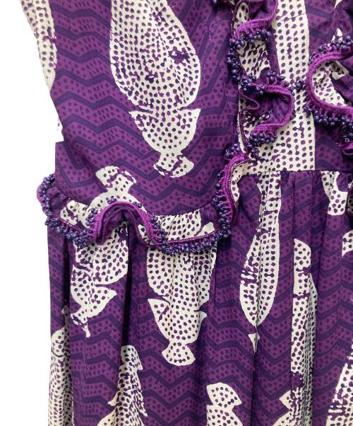 TORY BURCH（トリーバーチ）TORY BURCH (トリーバーチ) 総柄シルクドレス パープル サイズ:4の古着・服飾アイテム