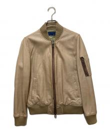 AVIREX（アヴィレックス）の古着「レザーMA-1ジャケット」｜ベージュ