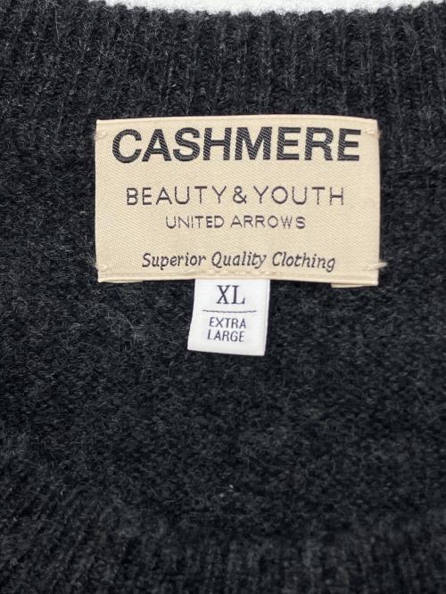BEAUTY&YOUTH（ビューティーアンドユース）BEAUTY&YOUTH (ビューティーアンドユース) カシミヤクルーネックニット グレー サイズ:XLの古着・服飾アイテム