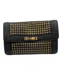 ANYA HINDMARCH（アニヤ・ハインドマーチ）の古着「編込みクラッチバッグ」｜ブラック×ゴールド