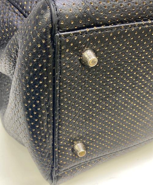 ANYA HINDMARCH（アニヤ・ハインドマーチ）ANYA HINDMARCH (アニヤハインドマーチ) 2WAYバッグ ブラック×ゴールドの古着・服飾アイテム