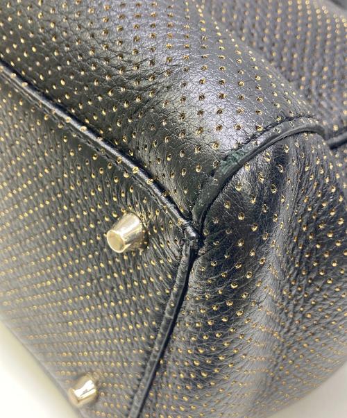 ANYA HINDMARCH（アニヤ・ハインドマーチ）ANYA HINDMARCH (アニヤハインドマーチ) 2WAYバッグ ブラック×ゴールドの古着・服飾アイテム