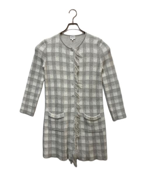 ARMANI COLLEZIONI（アルマーニ コレツィオーニ）ARMANI COLLEZIONI (アルマーニ コレツィオーニ) カーディガン ホワイト×グレー サイズ:SIZE 42の古着・服飾アイテム