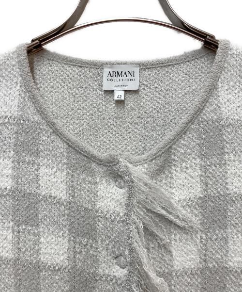 ARMANI COLLEZIONI（アルマーニ コレツィオーニ）ARMANI COLLEZIONI (アルマーニ コレツィオーニ) カーディガン ホワイト×グレー サイズ:SIZE 42の古着・服飾アイテム