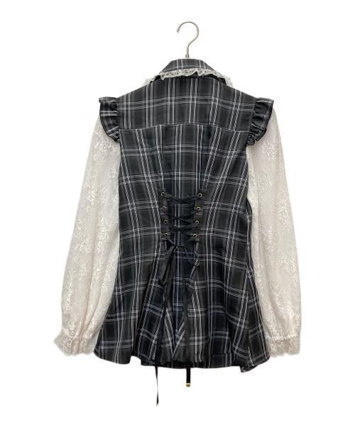 SECRET HONEY（シークレットハニー）SECRET HONEY (シークレットハニー) レース袖シャツ ブラック×ホワイト サイズ:SIZE2の古着・服飾アイテム