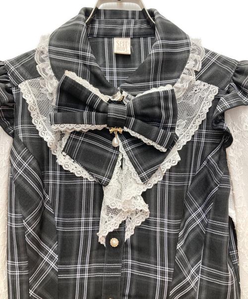 SECRET HONEY（シークレットハニー）SECRET HONEY (シークレットハニー) レース袖シャツ ブラック×ホワイト サイズ:SIZE2の古着・服飾アイテム