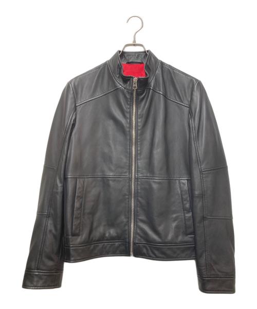 HUGO BOSS（ヒューゴ ボス）HUGO BOSS (ヒューゴ ボス) シングルライダースジャケット ブラック サイズ:INT XSの古着・服飾アイテム