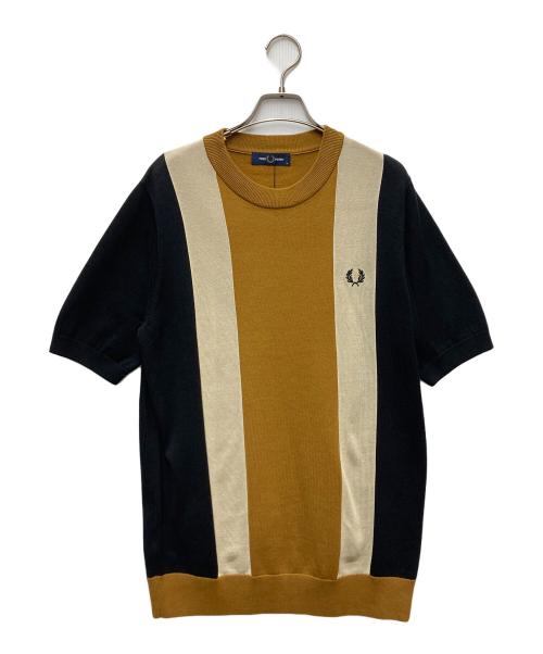FRED PERRY（フレッドペリー）FRED PERRY (フレッドペリー) Stripe Fine Knit Tee ベージュ×ブラック サイズ:M 未使用品の古着・服飾アイテム