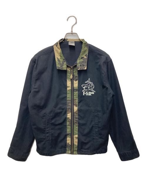 55DSL（フィフテーファイブディーエスエル）55DSL (フィフテーファイブディーエスエル) ジップブルゾン ブラック×カーキ サイズ:SIZE Sの古着・服飾アイテム