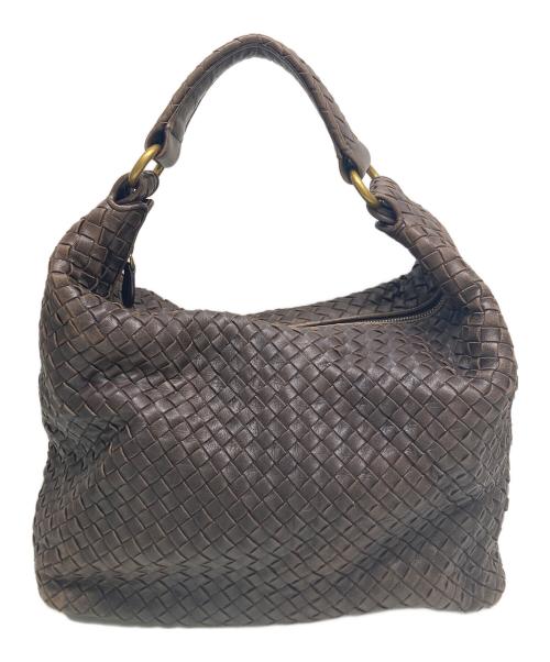 BOTTEGA VENETA（ボッテガベネタ）BOTTEGA VENETA (ボッテガベネタ) イントレチャートセミショルダーバッグ ブラウンの古着・服飾アイテム