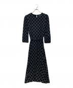 LAUREN RALPH LAURENローレンラルフローレン）の古着「ロゴチェックワンピース」｜ブラック×グリーン
