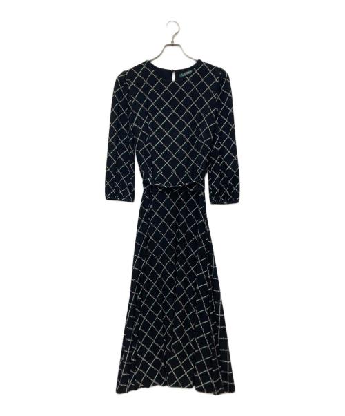LAUREN RALPH LAUREN（ローレンラルフローレン）LAUREN RALPH LAUREN (ローレンラルフローレン) ロゴチェックワンピース ブラック×グリーン サイズ:SIZE4の古着・服飾アイテム