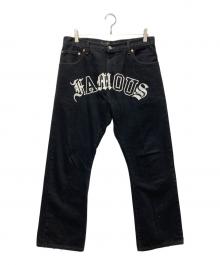 world wide famous（ワールドワイドフェイマス）の古着「カスタムペイントデニムパンツ」｜ブラック