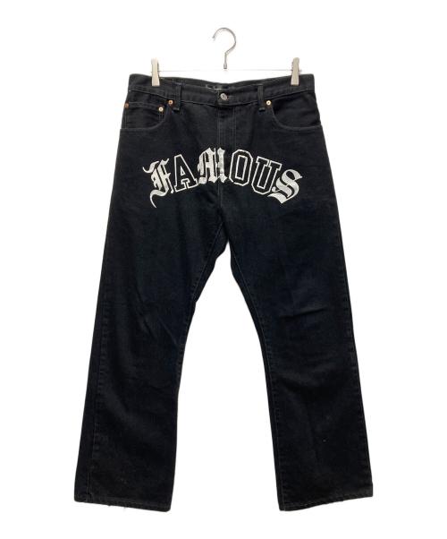 world wide famous（ワールドワイドフェイマス）world wide famous (ワールドワイドフェイマス) カスタムペイントデニムパンツ ブラック サイズ:W34×L30の古着・服飾アイテム