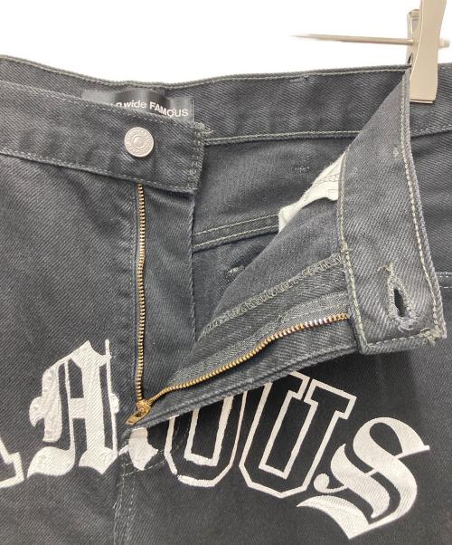 world wide famous（ワールドワイドフェイマス）world wide famous (ワールドワイドフェイマス) カスタムペイントデニムパンツ ブラック サイズ:W34×L30の古着・服飾アイテム