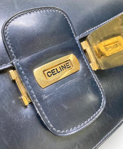 CELINE（セリーヌ）CELINE (セリーヌ) フラップショルダーバッグ ネイビーの古着・服飾アイテム