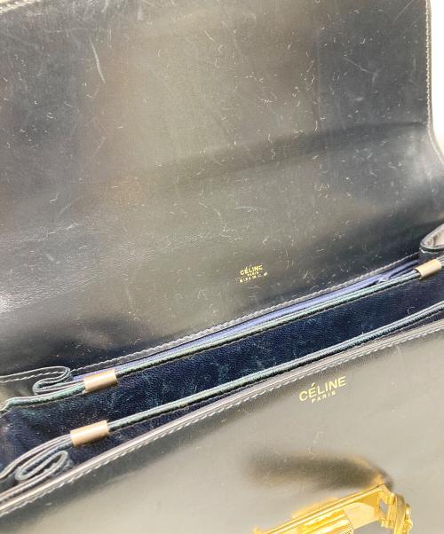 CELINE（セリーヌ）CELINE (セリーヌ) フラップショルダーバッグ ネイビーの古着・服飾アイテム