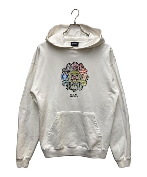 Complex con（コンプレックス コン）Complex con (コンプレックス コン) TAKASHI MURAKAMI (タカシ ムラカミ) SWAROVSKI CRYSTAL FLOWER HOODIE ホワイト サイズ:XLARGEの古着・服飾アイテム
