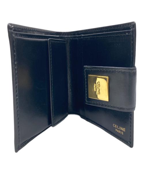 CELINE（セリーヌ）CELINE (セリーヌ) 2つ折り財布 スクエアロゴプレート ブラックの古着・服飾アイテム