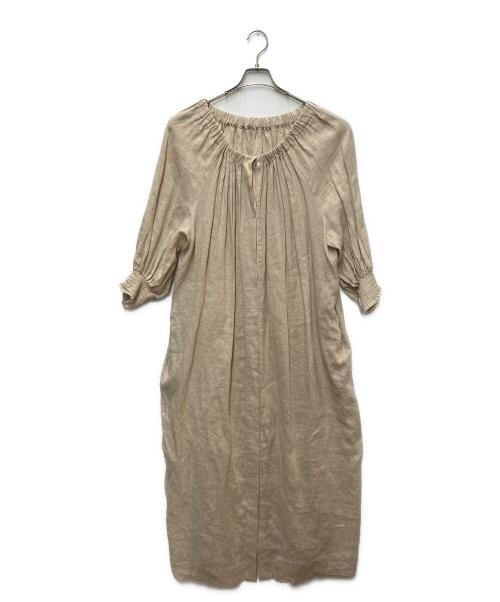 journal standard L'essage（ジャーナルスタンダード レサージュ）journal standard L'essage (ジャーナルスタンダード レサージュ) フレンチリネンギャザーワンピース ベージュ サイズ:SIZE Freeの古着・服飾アイテム