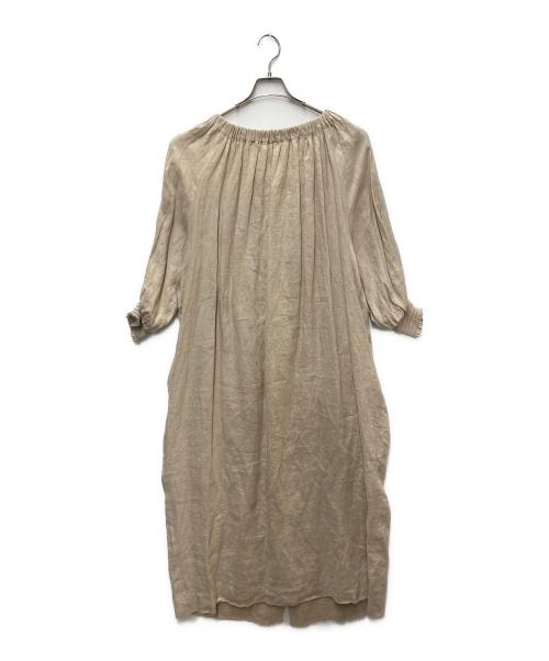 journal standard L'essage（ジャーナルスタンダード レサージュ）journal standard L'essage (ジャーナルスタンダード レサージュ) フレンチリネンギャザーワンピース ベージュ サイズ:SIZE Freeの古着・服飾アイテム