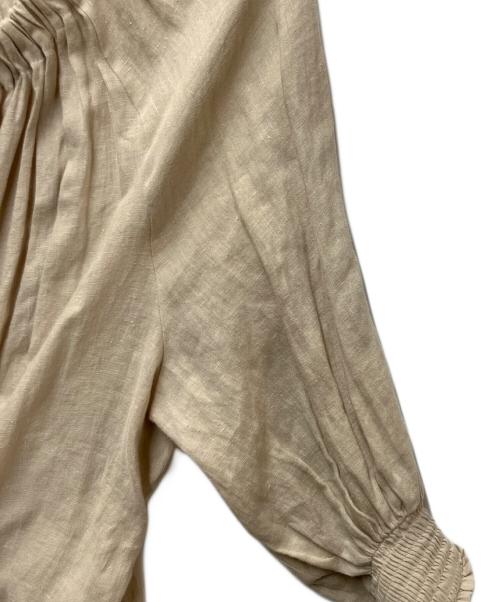 journal standard L'essage（ジャーナルスタンダード レサージュ）journal standard L'essage (ジャーナルスタンダード レサージュ) フレンチリネンギャザーワンピース ベージュ サイズ:SIZE Freeの古着・服飾アイテム