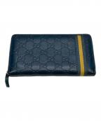 GUCCIグッチ）の古着「ラウンドファスナー財布 グッチシマ シェリーライン」｜ブルー