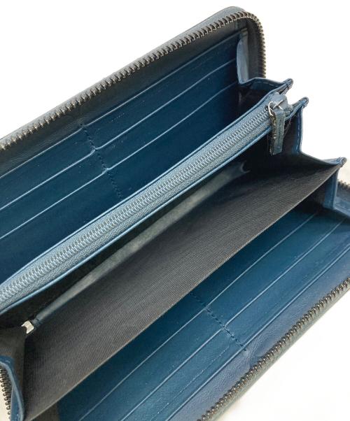 GUCCI（グッチ）GUCCI (グッチ) ラウンドファスナー財布 グッチシマ シェリーライン ブルーの古着・服飾アイテム