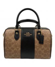COACH（コーチ）の古着「ローアン サッチェル バッグ・シグネチャー キャンバス」｜ベージュ×ブラック