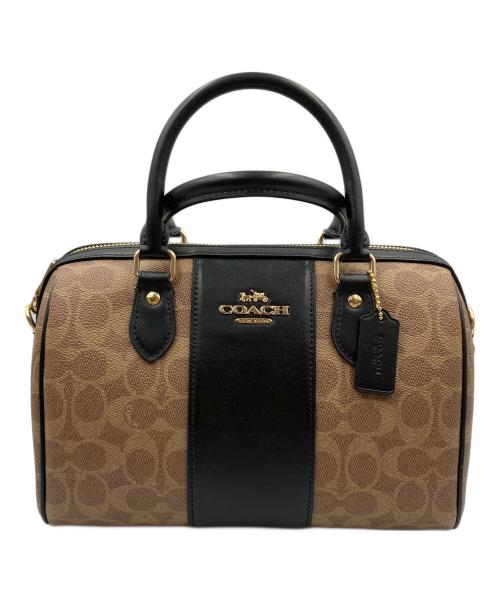 COACH（コーチ）COACH (コーチ) ローアン サッチェル バッグ・シグネチャー キャンバス ベージュ×ブラックの古着・服飾アイテム